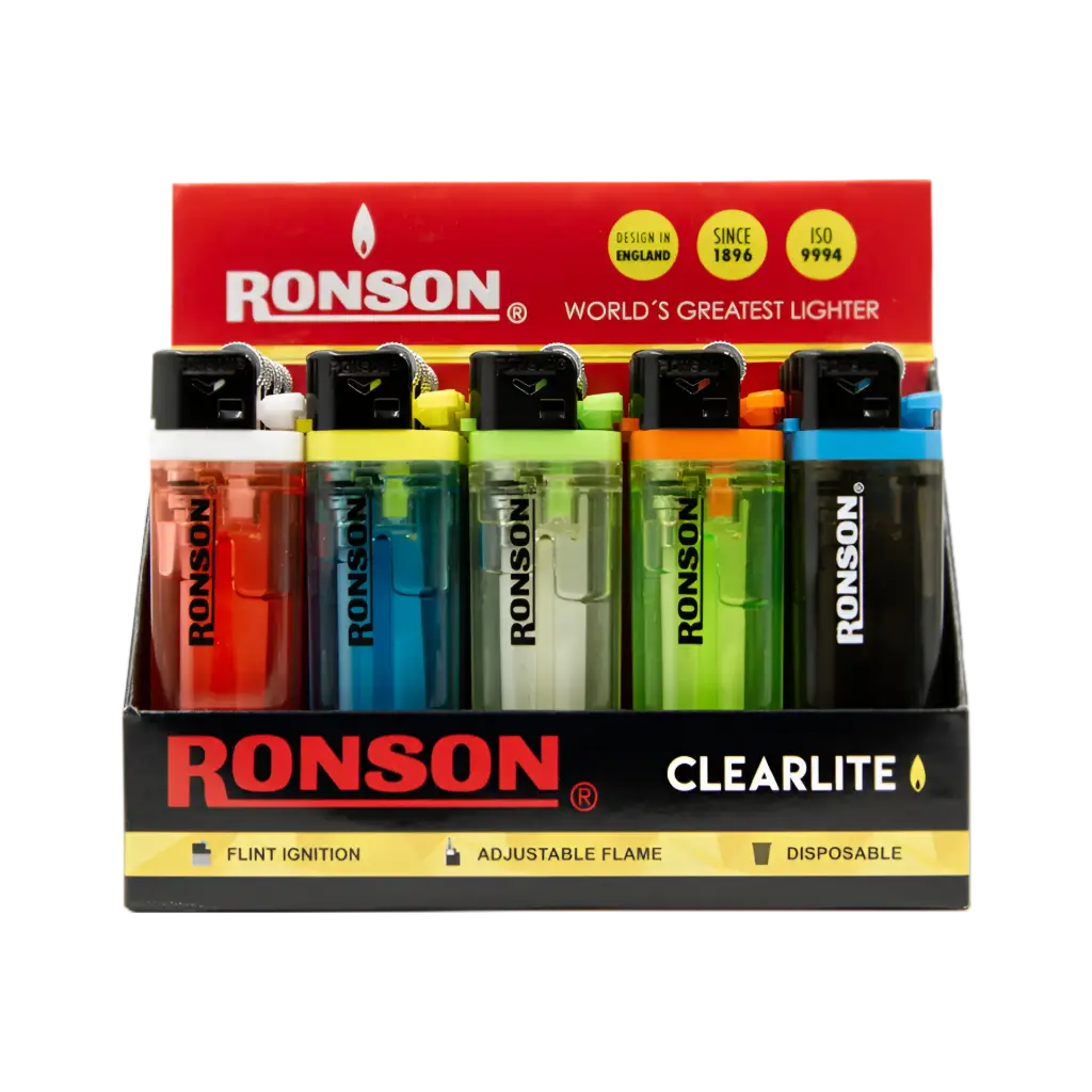 ENCENDEDOR RONSON C/R TRASPARENTE 20 UNIDADES  (50)